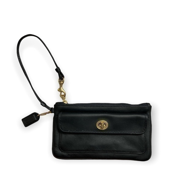 Coach vintage black leather wristlet bag - Picture 1 of 5
